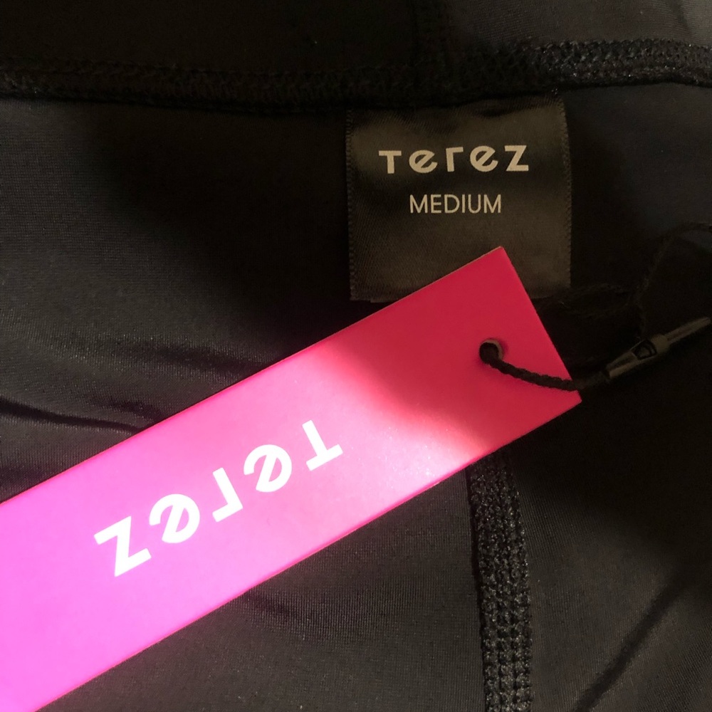 NWT Terez Pink Zipper Black Leggings Size M - Picture 8 of 13